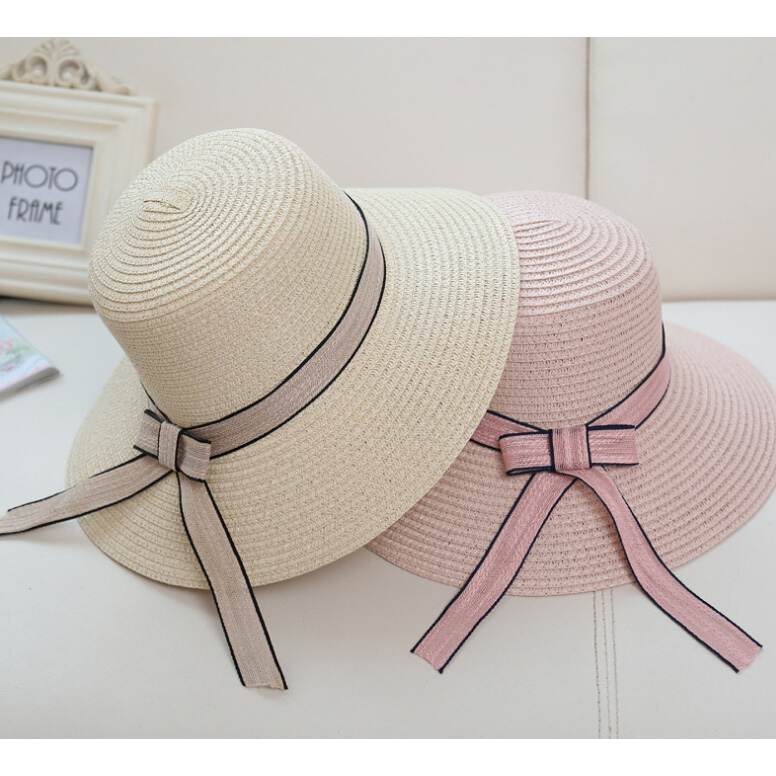  Topi Pantai Wanita Anti UV Elegant Summer Style Beige 