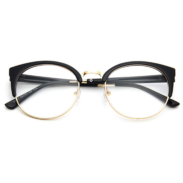 UVLAIK Frame Kacamata  Clubmaster Full Frame Black  Gold  