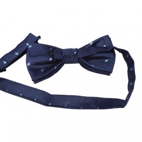Set 3 in 1 Dasi Kupu-Kupu + Dasi Formal + Sapu Tangan Handkerchief - Dark Blue - 4