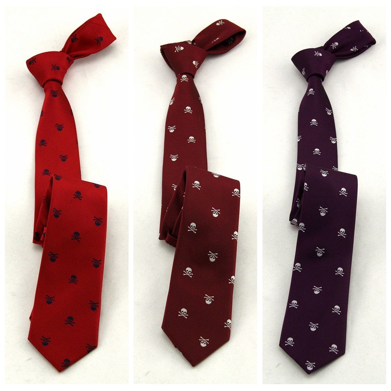 Dasi Executive Kantor Formal Pria Motif Skull - Deep Blue