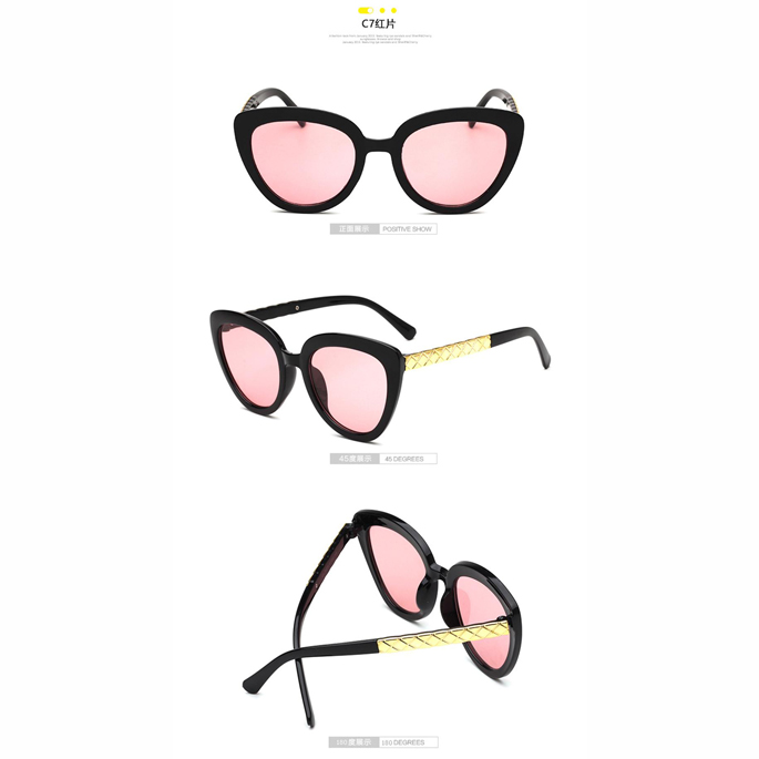 Kacamata Cat Eye Wanita Retro Korea - Pink