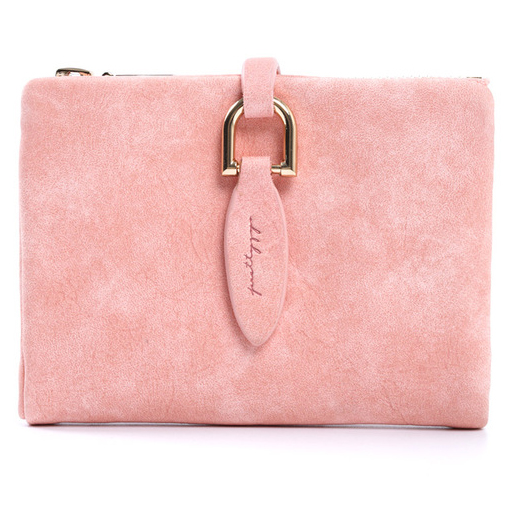 Ms Brief Dompet Wanita Kecil Lipat Leaf Buckle Paragraph Wallet - Pink
