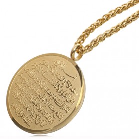 Kalung Medal Stainless Steel Model Ayat Kursi - Golden