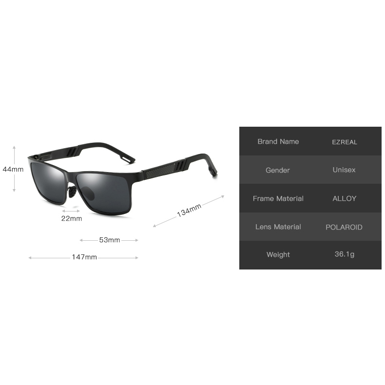  Kacamata  Hitam  Pria  Magnesium Polarized Sunglasses  A6560 