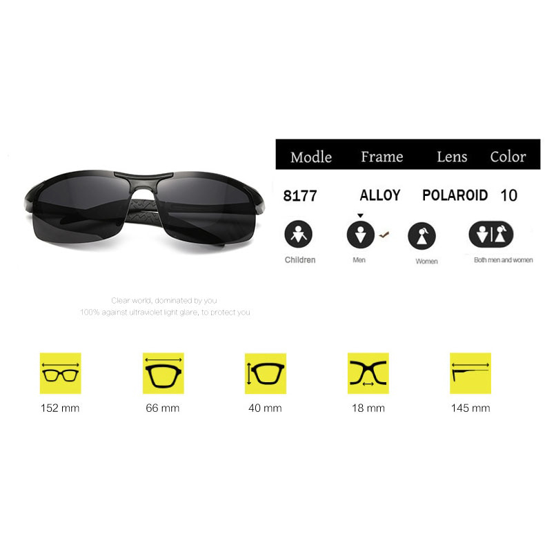 Kacamata Hitam Pria Magnesium Polarized Sunglasses - 8177 - Black - 2 .