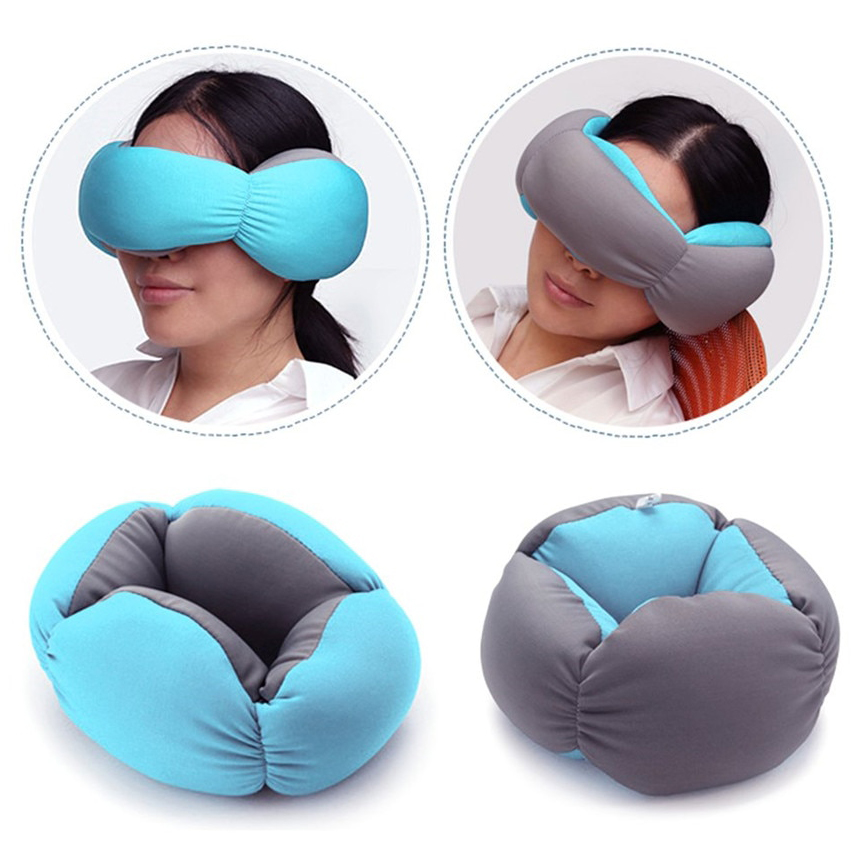  Bantal  Leher  Travel Ostrich Lazy Nap Pillow V2V60 Blue 