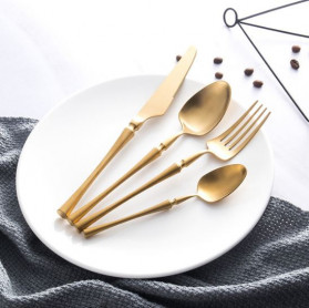 Sendok & Garpu - ROXY Cutlery Set Perlengkapan Makan Sendok Garpu Pisau Western - C23 - Golden