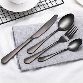 ROXY Set Perlengkapan Makan Sendok Garpu Pisau Cutlery Western - C24 - Black