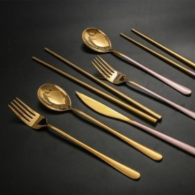 ROXY Cutlery Set Perlengkapan Makan Sendok Garpu Pisau Sumpit - C70 - Black Gold - 2