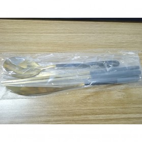ROXY Cutlery Set Perlengkapan Makan Sendok Garpu Pisau Sumpit - C70 - Black Gold - 6