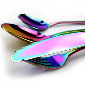 JANKNG Cutlery Set Perlengkapan Makan Sendok Garpu Pisau Western - JA - Multi-Color - 4