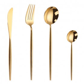 SPKLIFEY Cutlery Set Perlengkapan Makan Sendok Garpu Pisau Western - SPK4 - Golden