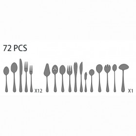 FDA Cutlery Set Perlengkapan Makan Sendok Garpu Pisau 72 PCS - TW872 - Silver - 5