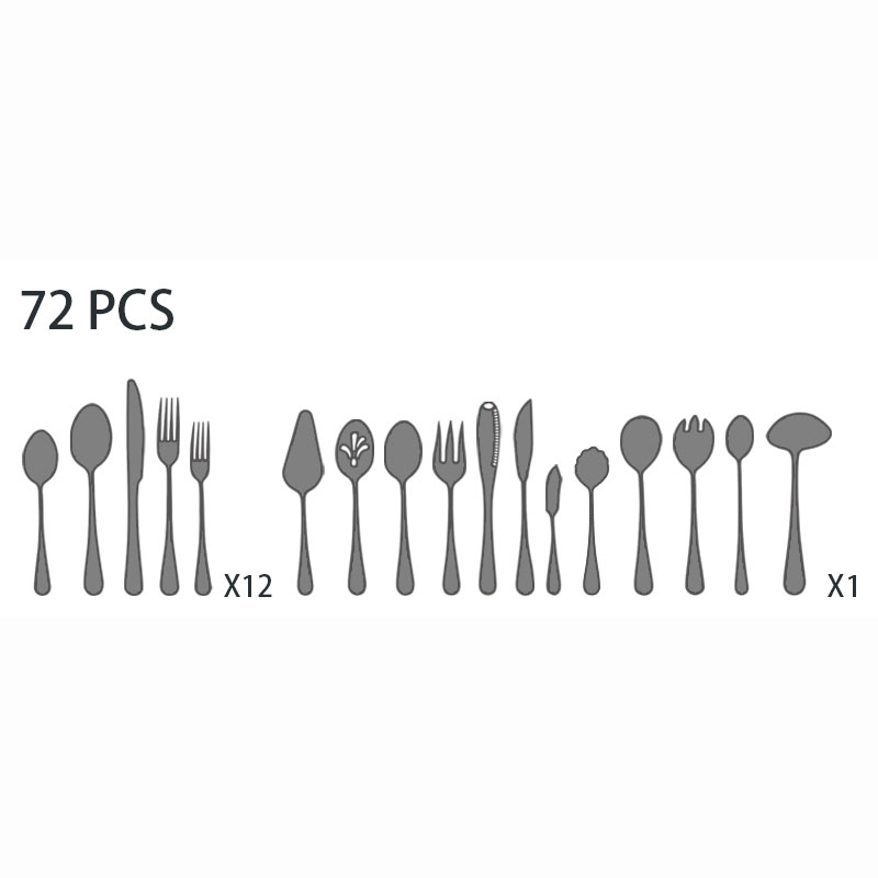 Gambar produk FDA Cutlery Set Perlengkapan Makan Sendok Garpu Pisau 72 PCS - TW872