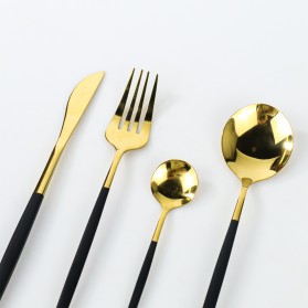 TaffHOME Cutlery Set Perlengkapan Makan Sendok Garpu Pisau 24 PCS - TW873 - Black Gold - 4