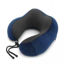 SEREQI Bantal Leher U-Shape Foldable Travel Neck Pillow - SER43 - Blue