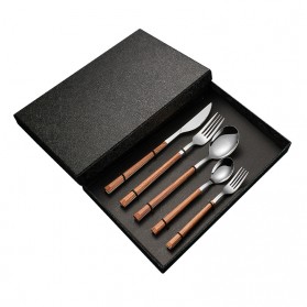 Sendok & Garpu - Shibara Cutlery Set Perlengkapan Makan Sendok Garpu Pisau 5 PCS - S027 - Black