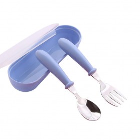 ZOOYOO Cutlery Set Perlengkapan Makan Sendok Garpu Anak Bayi Balita - 2103 - Blue