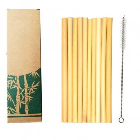 JUICEE Sedotan Bambu Organic Straw 10 PCS with Sikat - JWC01 - Yellow