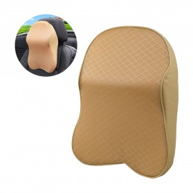 OUYOR Bantal Leher Kursi Mobil Ergonomis 3D Memory Foam Neck Pillow Headrest - TZ039 - Beige