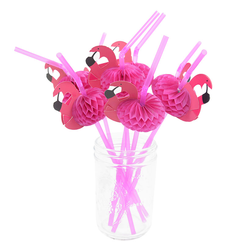 Gambar produk ZQN Sedotan Plastik Flamingo Drinking Straws 50 PCS - CH561