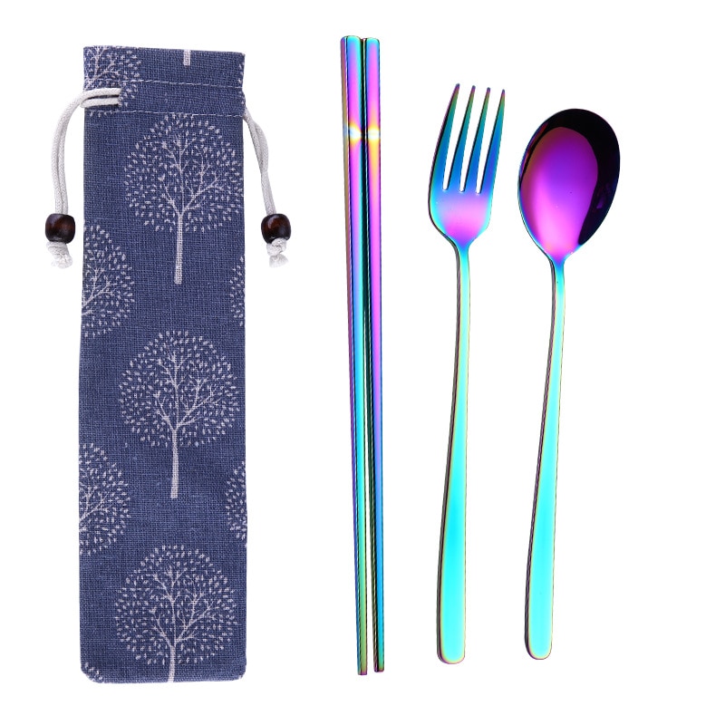 Tofok Cutlery Set Perlengkapan Makan Sendok Garpu Blue Cloth Bag 3pcs T20 Multi Color Jakartanotebook Com