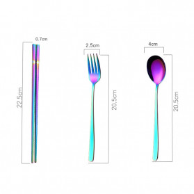 Tofok Cutlery Set Perlengkapan Makan Sendok Garpu Beige Cloth Bag 3PCS - T21 - Silver - 6
