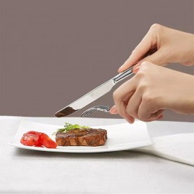 Huohou Perlengkapan Makan Sendok Garpu Pisau Cutlery Set - HU0023 - Silver - 6