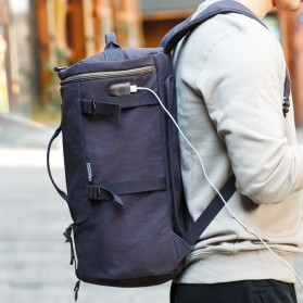 Muzee Tas Duffel Travel 3 in 1 dengan USB Charger Port - ME-1067 (backup) - Blue/Black - 10