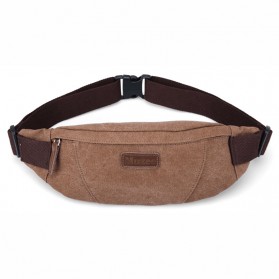 Muzee Tas Pinggang Selempang Canvas Travel - ME-5110 - Coffee - 3