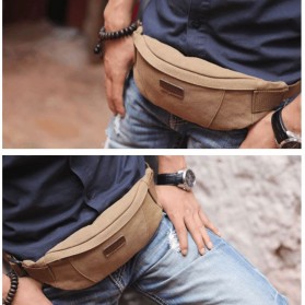 Muzee Tas Pinggang Selempang Canvas Travel - ME-5110 - Coffee - 4