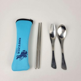 KNIFEZER Set Perlengkapan Makan Sendok Garpu Sumpit - CJ0091 - Ocean Blue - 2