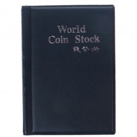 World Coin Stock Dompet Album Koleksi Koin 120 Slot - Black