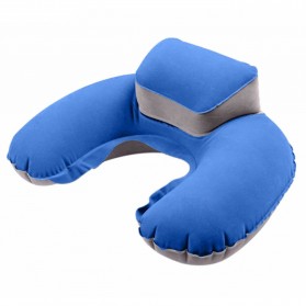 Bantal Leher - Bantal Leher U-Shape Inflatable Air Blow Up - Blue