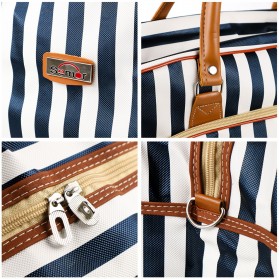 Semor Tas Travel Jinjing PU Leather Duffle Bag Stripe Model - S01 - Black White - 3