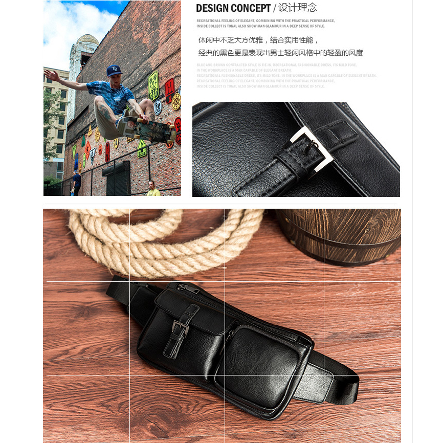 Tas Pinggang Pria Travel Bahan Kulit Waist Bag 6935 Tas Pinggang Pria Travel Bahan Kulit Waist Bag 6935