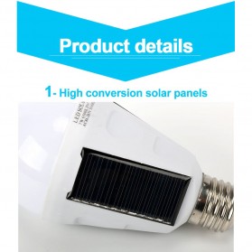 LightMe Lampu Bohlam Solar Power Emergency E27 Bulb 7W Cool White Waterproof - TYN-002 - White - 7