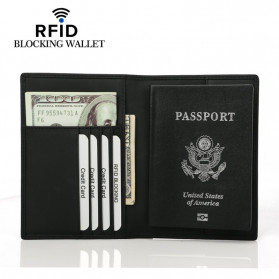 BUBM Dompet Passport Anti RFID Bahan Kulit - YP-220 - Black