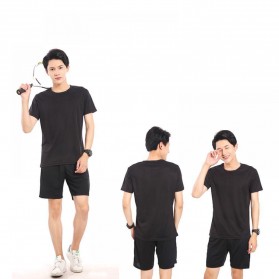 Quanzunchao Kaos Katun Pria Anti-Dirty Quick Dry Short Sleeve Size XL - Black - 7