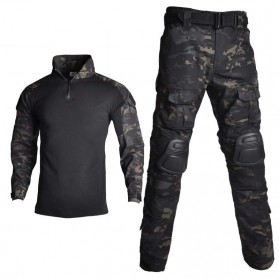 HAN WILD Pakaian Baju Airsoft Paintball Military Clothing Long Sleeve Size XL - HW01 - Black - 4