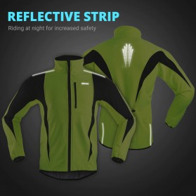 ARSUXEO Jaket Olahraga Sepeda Warm Up Thermal Fleece Cycling Jacket Size XL - 15K - Black - 3