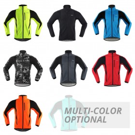 ARSUXEO Jaket Olahraga Sepeda Warm Up Thermal Fleece Cycling Jacket Size XL - 15K - Black - 5