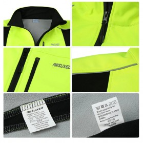ARSUXEO Jaket Olahraga Sepeda Warm Up Thermal Fleece Cycling Jacket Size XL - 15K - Black - 9