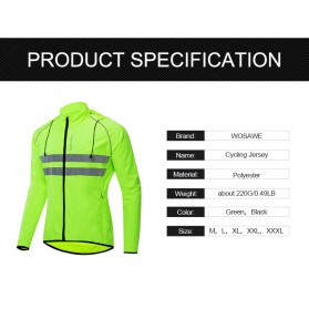 WOSAWE Jaket Olahraga Sepeda Cycling Jacket Windproof Waterproof Size L - BL245 - Black - 5