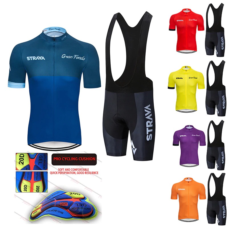 Gambar produk STRAVA Set Pakaian Olahraga Sepeda Pria Cycling Breathable Jersey Gel Padded Size XL - DBT034