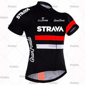 Olahraga & Outdoor - STRAVA Baju Pakaian Olahraga Sepeda Pria MTB Cycling Jersey Short Sleeve Men Size XXL - CM-DY-256 - Black