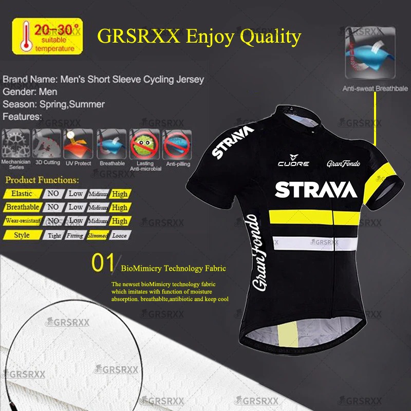 Gambar produk STRAVA Baju Pakaian Olahraga Sepeda Pria MTB Cycling Jersey Short Sleeve Men Size XXL - CM-DY-256