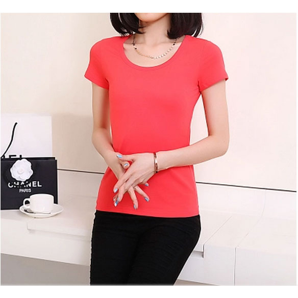  Kaos  Polos Katun Wanita  O Neck Size S 86101 T Shirt 