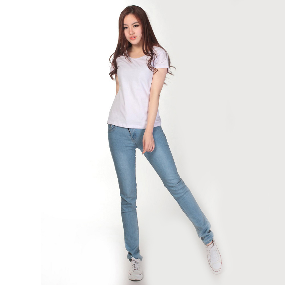 Kaos Polos Katun Wanita U Neck Size S 81301 T Shirt White