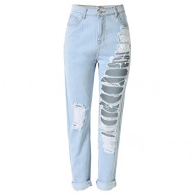 Celana Jeans Wanita Holes Denim Trousers Size M - Blue - 1